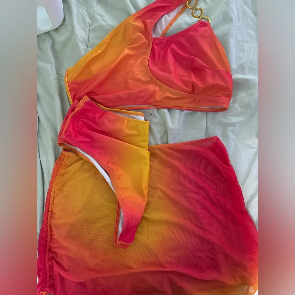Orange multicolor SHEIN 3 piece swimsuit - Picture 2 of 2